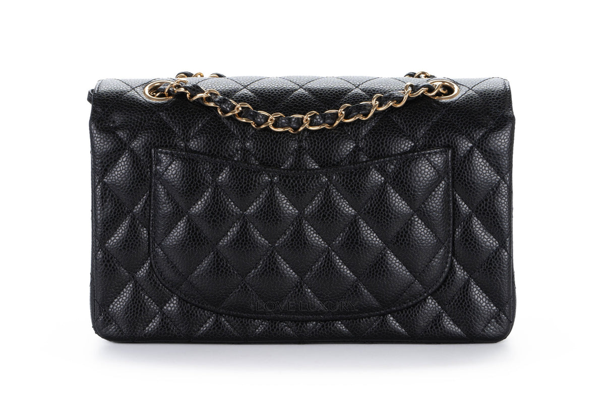 Chanel Small Classic Flap Black Caviar Gold Hardware - view 3