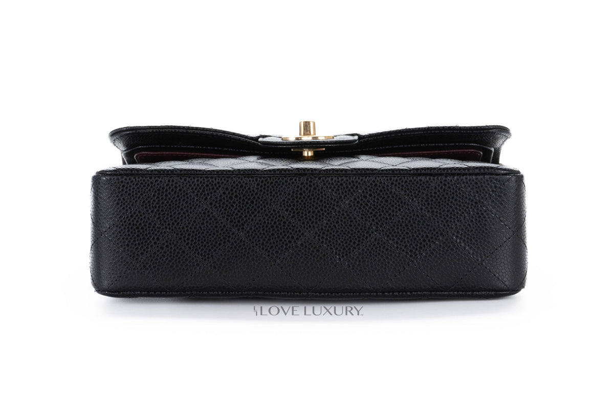 Chanel Small Classic Flap Black Caviar Gold Hardware - view 6