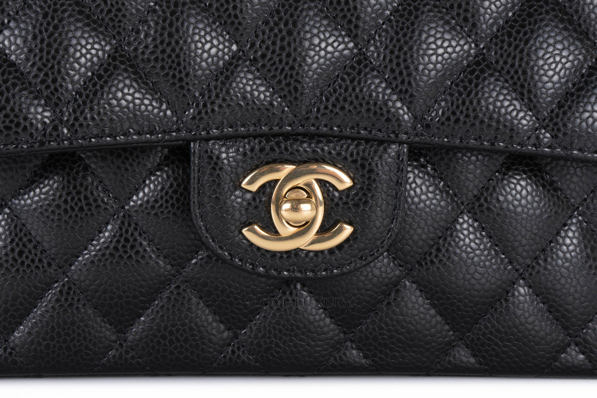 Chanel Small Classic Flap Black Caviar Gold Hardware - view 7