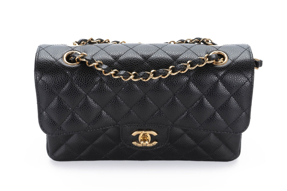 Chanel Small Classic Flap Black Caviar Gold Hardware - view 8