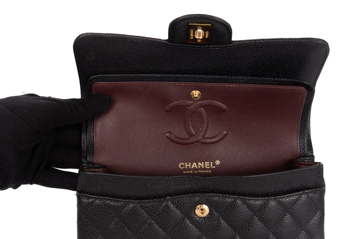 Chanel Small Classic Flap Black Caviar Gold Hardware - view 10