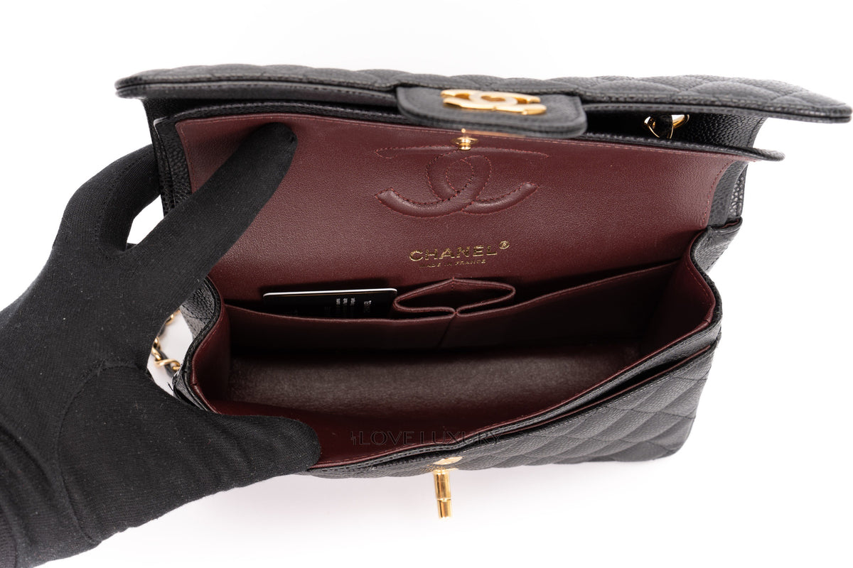 Chanel Small Classic Flap Black Caviar Gold Hardware - view 11