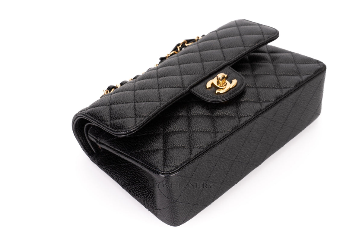 Chanel Small Classic Flap Black Caviar Gold Hardware - view 12