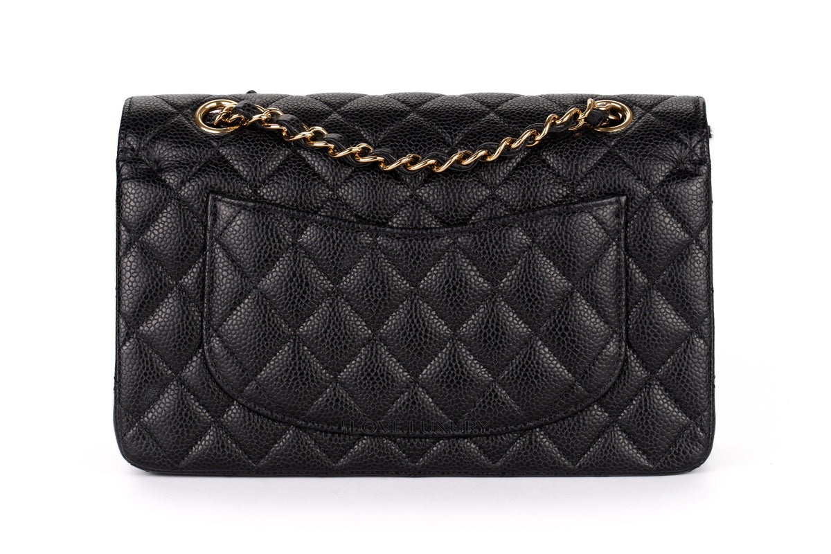 Chanel Small Classic Flap Black Caviar Gold Hardware - view 3