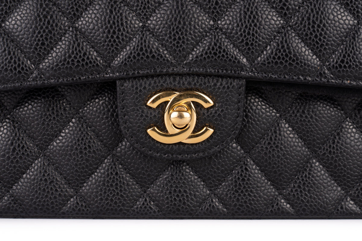 Chanel Small Classic Flap Black Caviar Gold Hardware - view 7