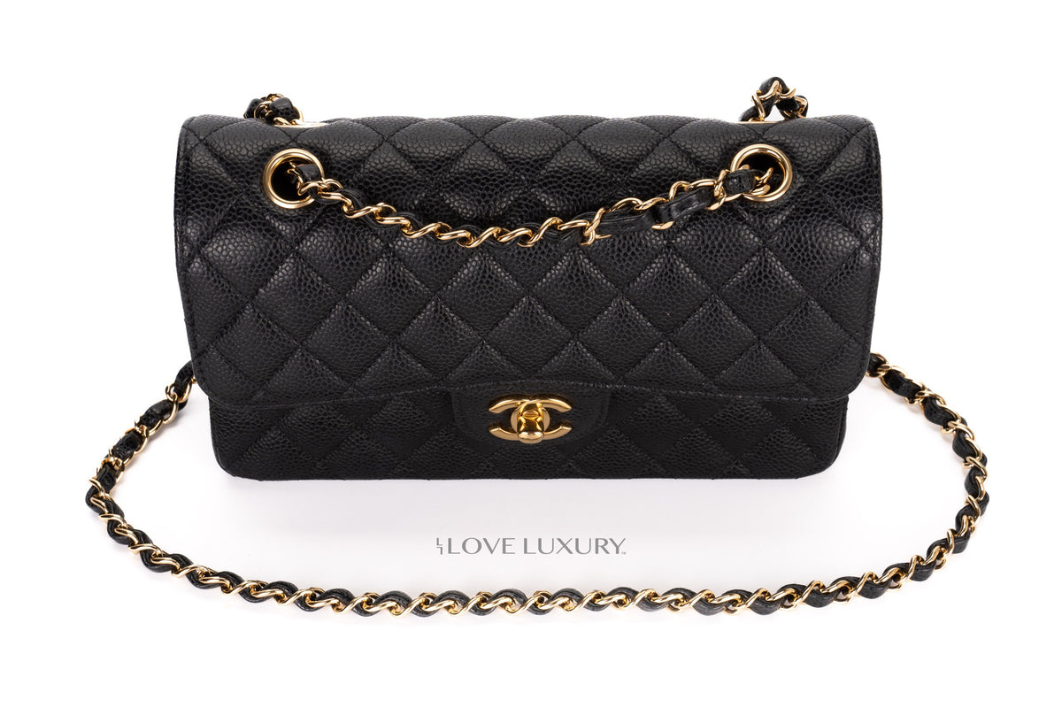 Chanel Small Classic Flap Black Caviar Gold Hardware - view 8