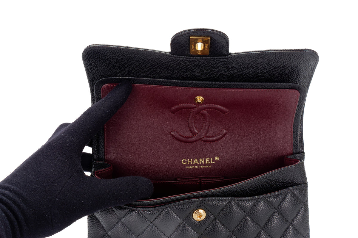Chanel Small Classic Flap Black Caviar Gold Hardware - view 10