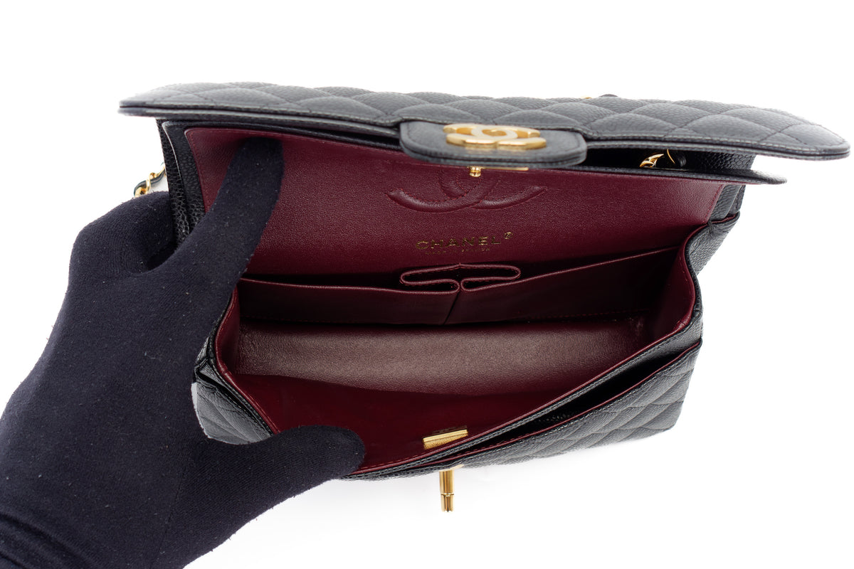 Chanel Small Classic Flap Black Caviar Gold Hardware - view 11