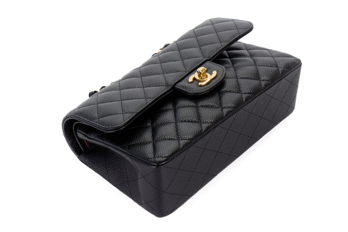 Chanel Small Classic Flap Black Caviar Gold Hardware - view 12