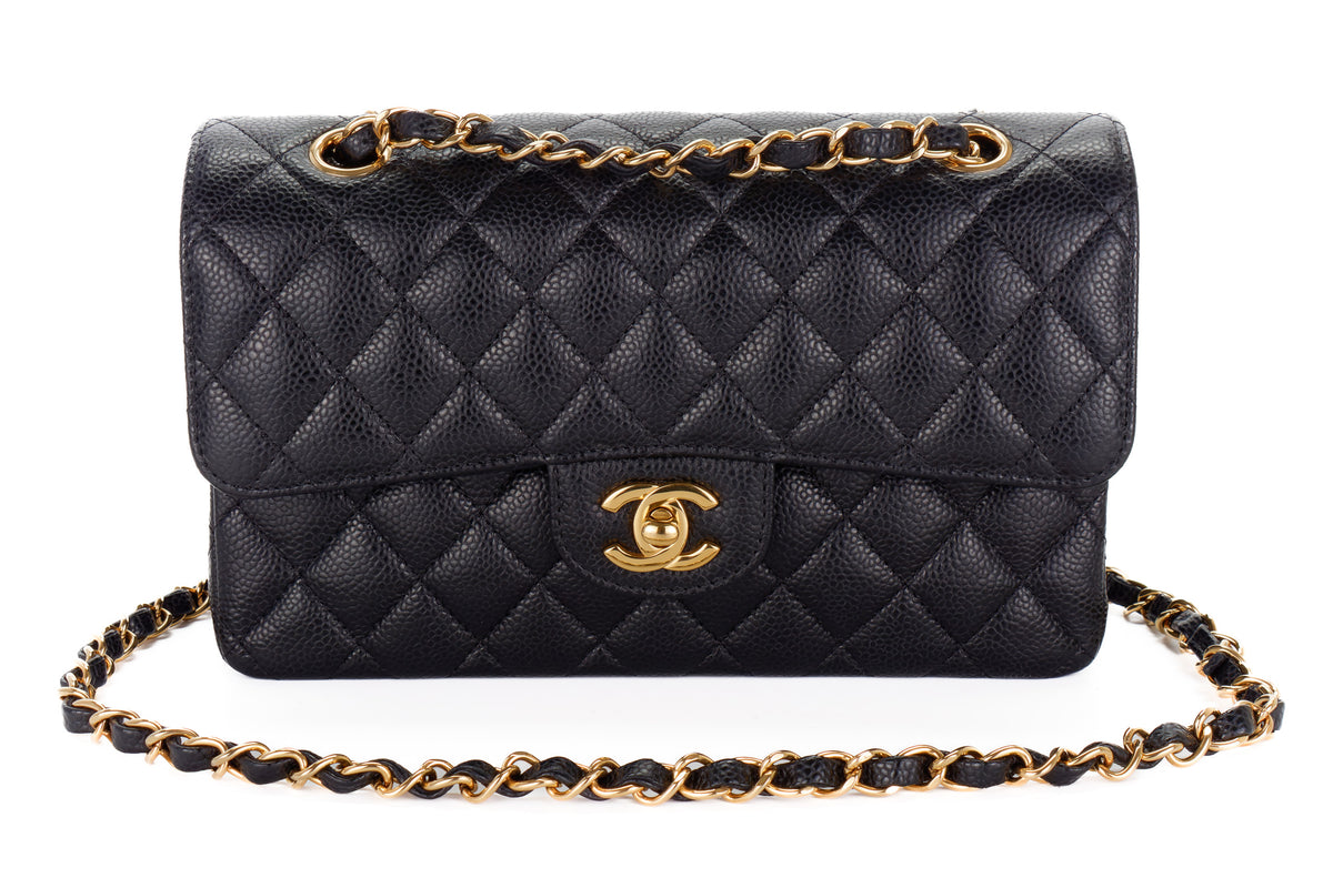 Chanel Small Classic Flap Black Caviar Gold Hardware - view 8