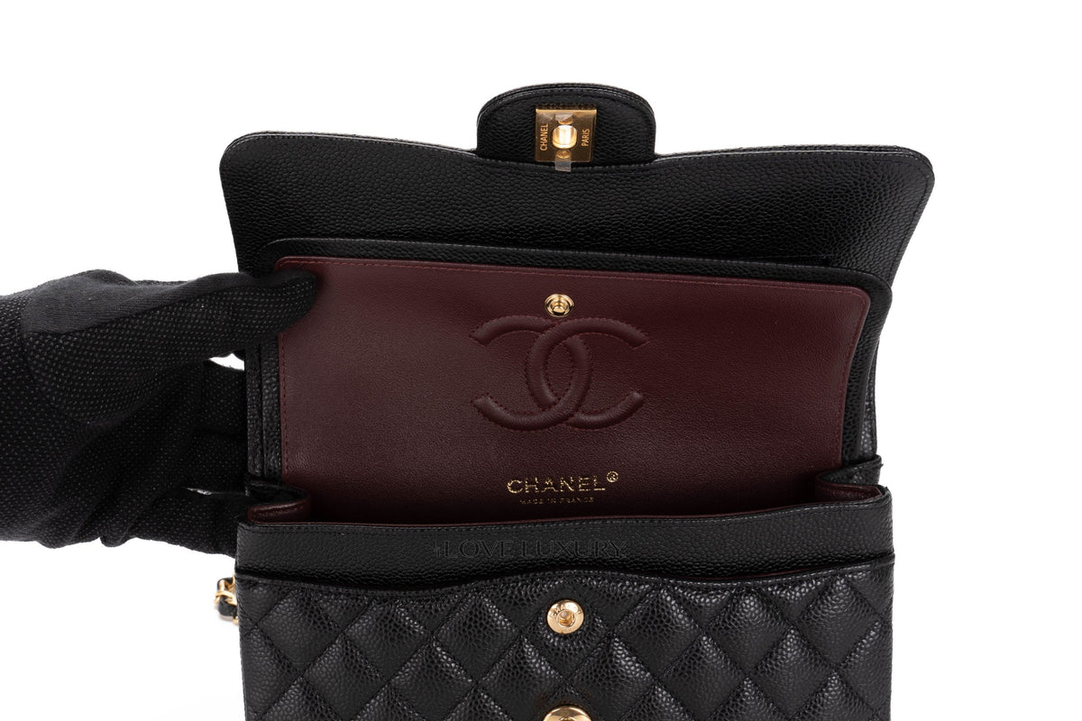 Chanel Small Classic Flap Black Caviar Gold Hardware - view 10