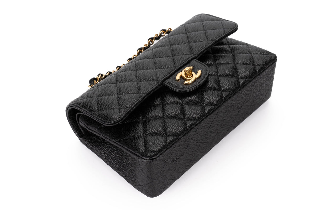 Chanel Small Classic Flap Black Caviar Gold Hardware - view 12