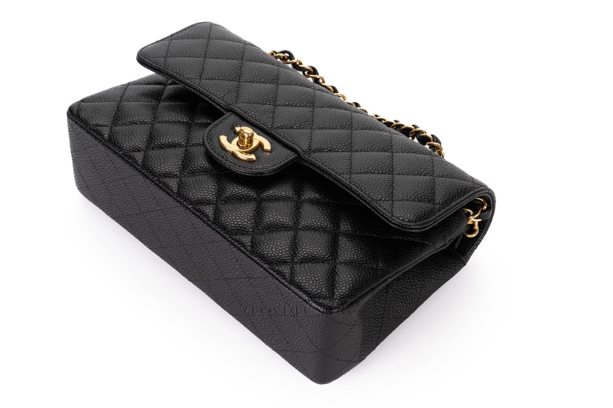 Chanel Small Classic Flap Black Caviar Gold Hardware - view 13