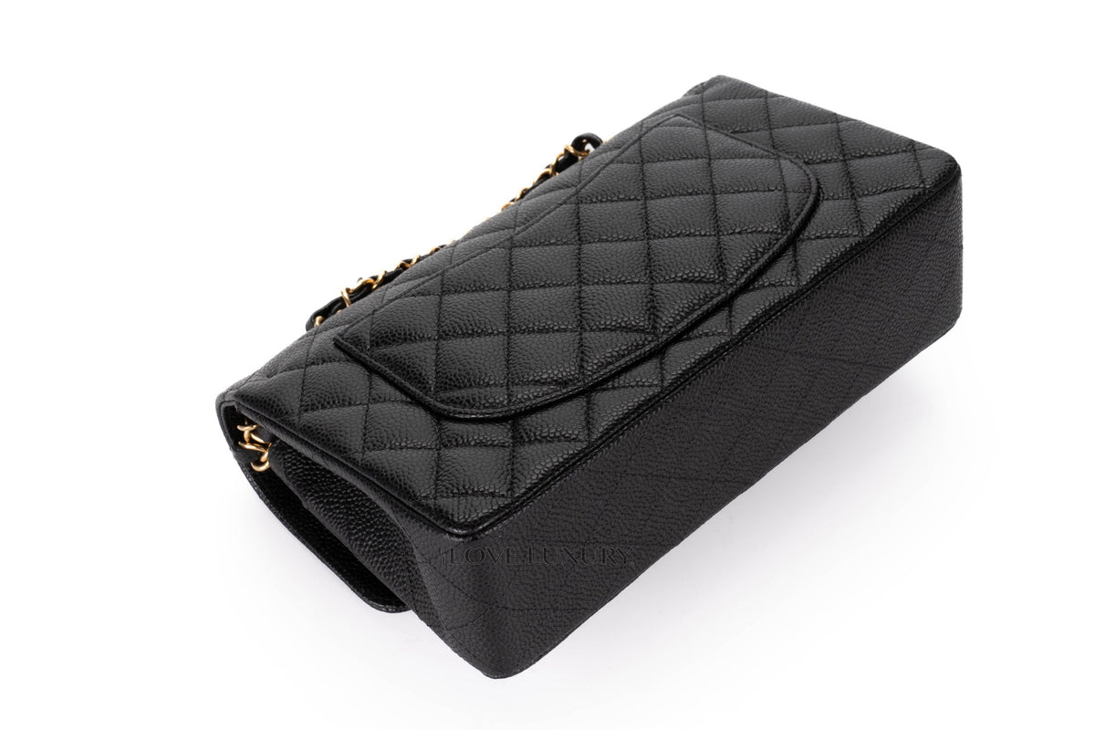 Chanel Small Classic Flap Black Caviar Gold Hardware - view 14