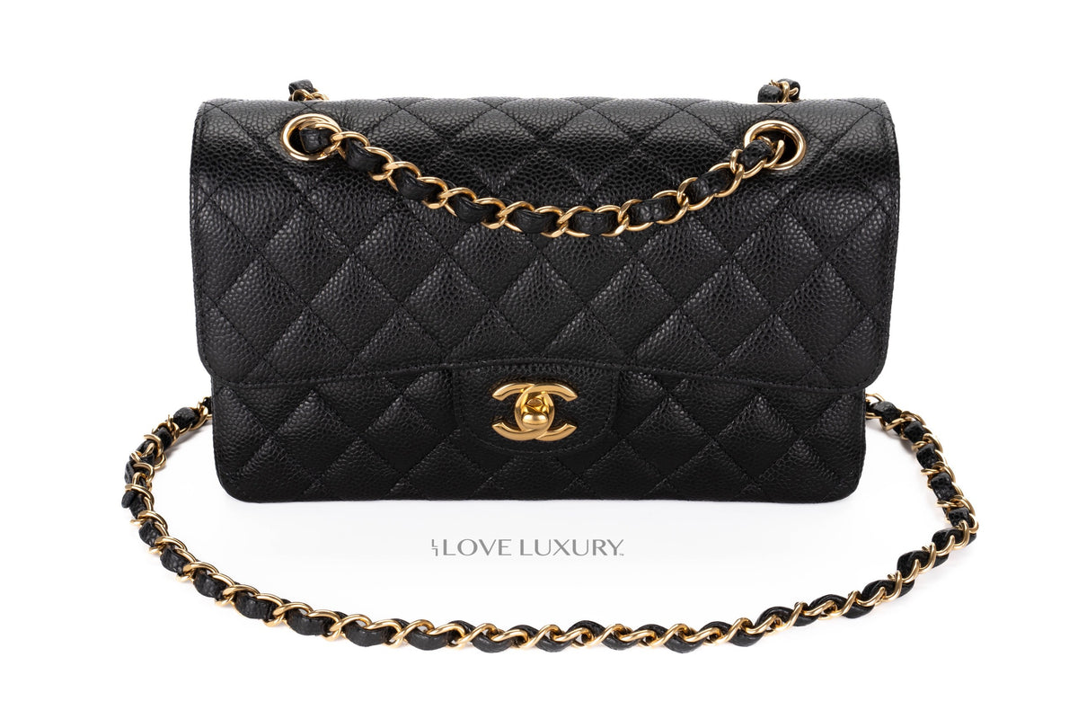 Chanel Small Classic Flap Black Caviar Gold Hardware - view 8