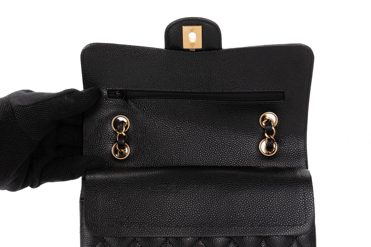 Chanel Small Classic Flap Black Caviar Gold Hardware - view 9