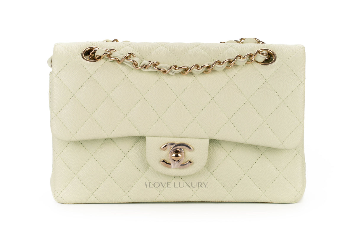 Chanel Small Classic Flap 22C Pastel Green Caviar Champagne Hardware - view 1