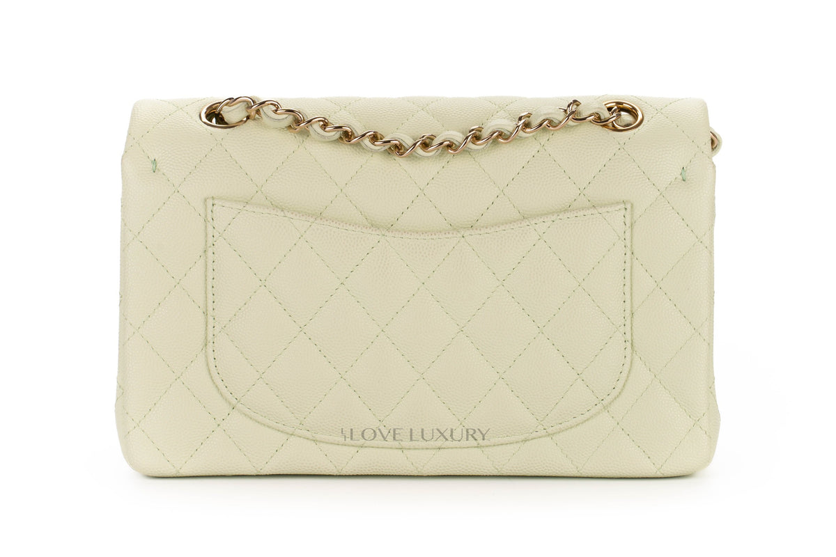 Chanel Small Classic Flap 22C Pastel Green Caviar Champagne Hardware - view 3