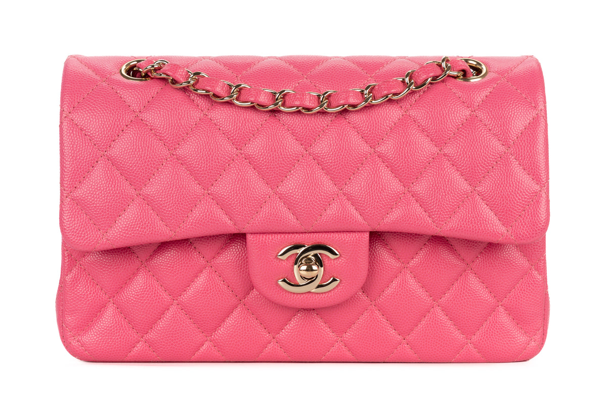 Chanel Small Double Classic Flap Pink Caviar Gold Hardware - view 1