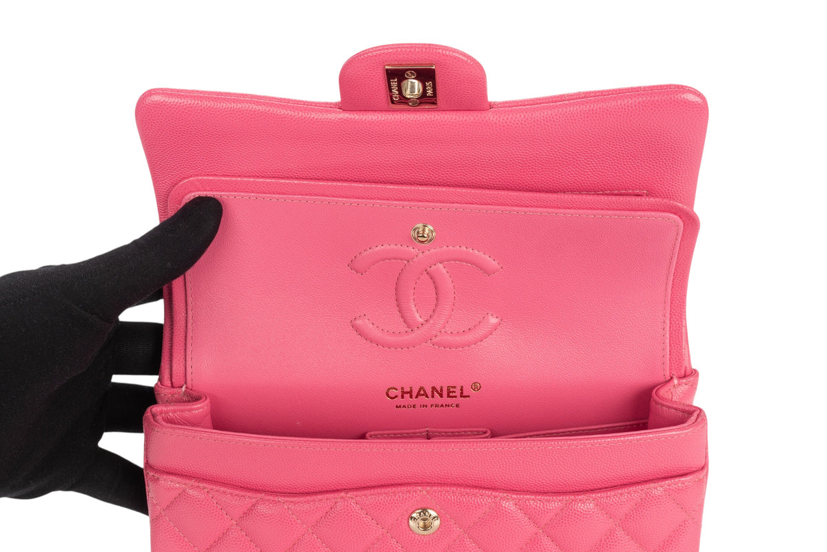 Chanel Small Double Classic Flap Pink Caviar Gold Hardware - view 10