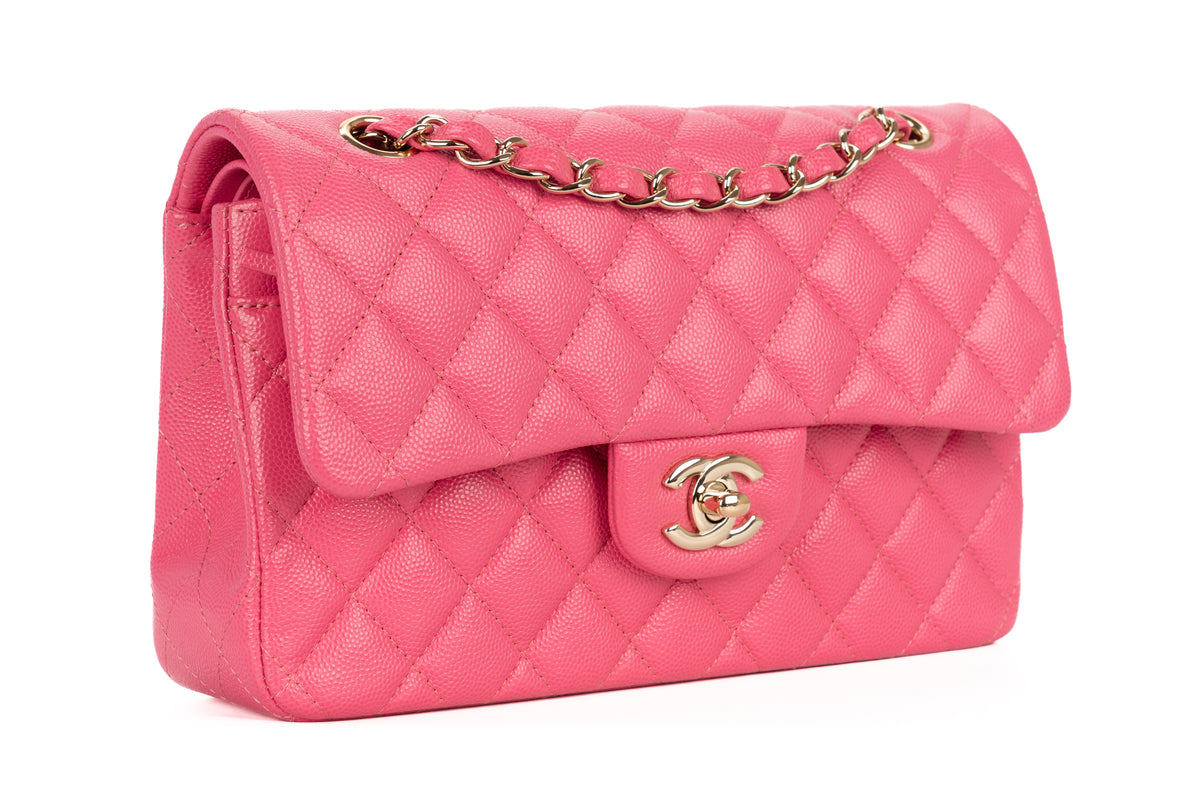 Chanel Small Double Classic Flap Pink Caviar Gold Hardware - view 2