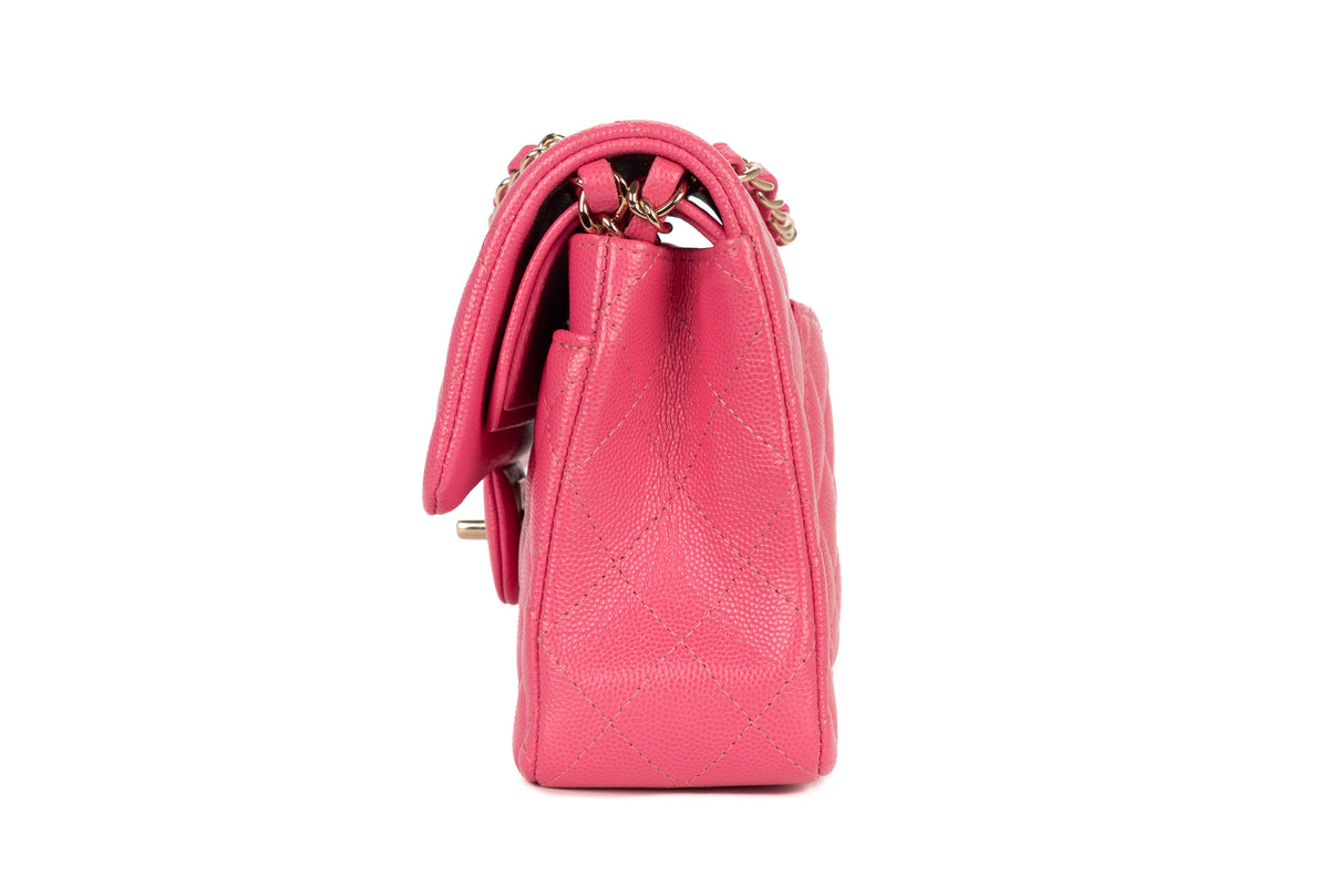 Chanel Small Double Classic Flap Pink Caviar Gold Hardware - view 4