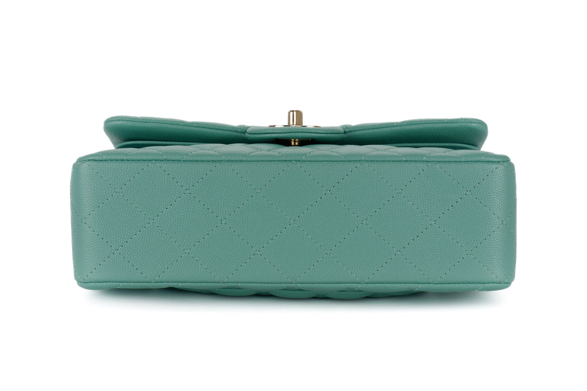 Chanel Small Classic Flap Mint Green Caviar Light Gold Hardware - view 6