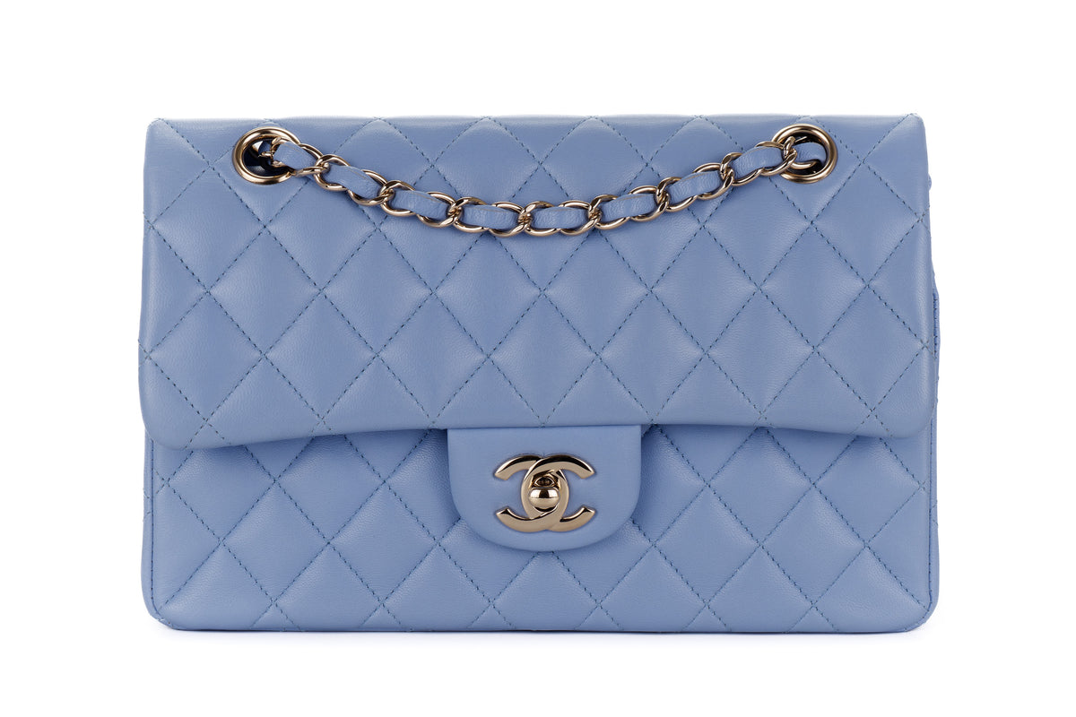 Chanel Small Classic Flap Pale Blue Lambskin Light Hardware - view 1
