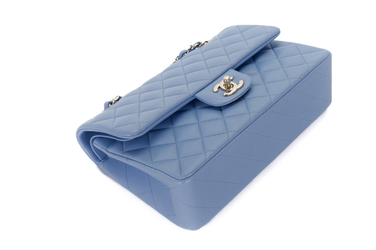 Chanel Small Classic Flap Pale Blue Lambskin Light Hardware - view 12