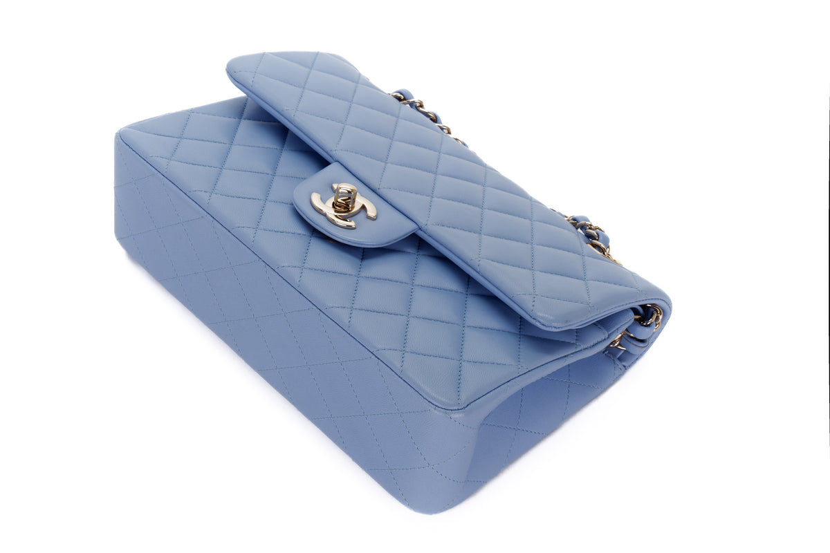 Chanel Small Classic Flap Pale Blue Lambskin Light Hardware - view 13