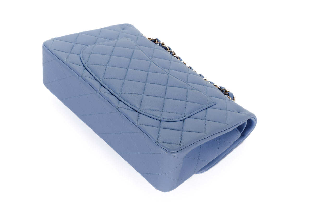 Chanel Small Classic Flap Pale Blue Lambskin Light Hardware - view 15