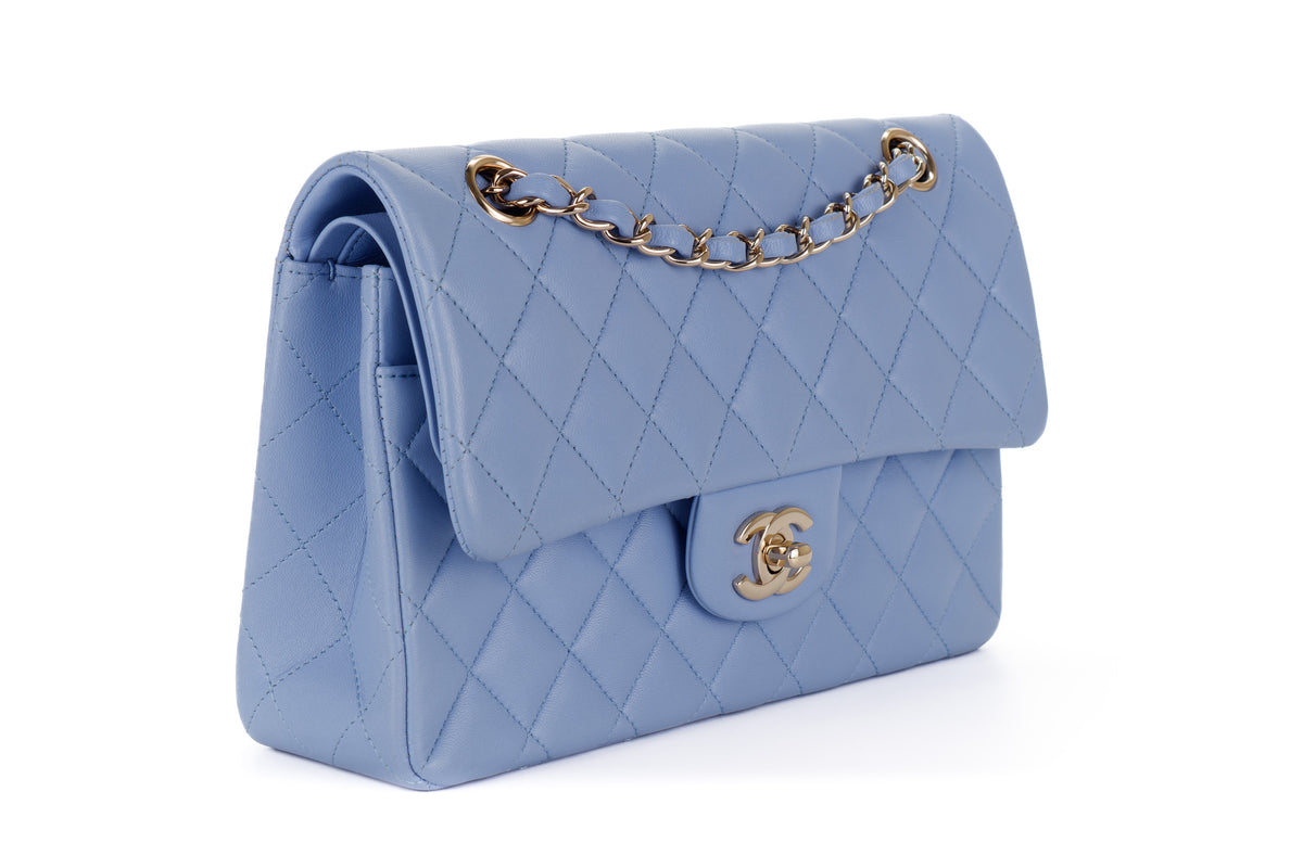 Chanel Small Classic Flap Pale Blue Lambskin Light Hardware - view 2