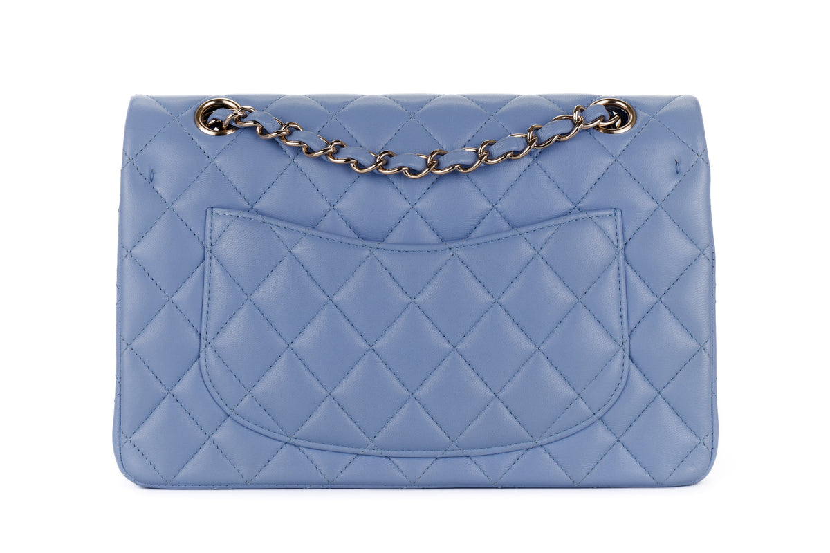 Chanel Small Classic Flap Pale Blue Lambskin Light Hardware - view 3