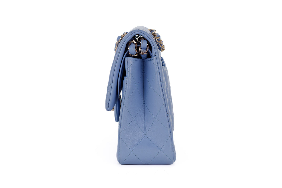 Chanel Small Classic Flap Pale Blue Lambskin Light Hardware - view 4