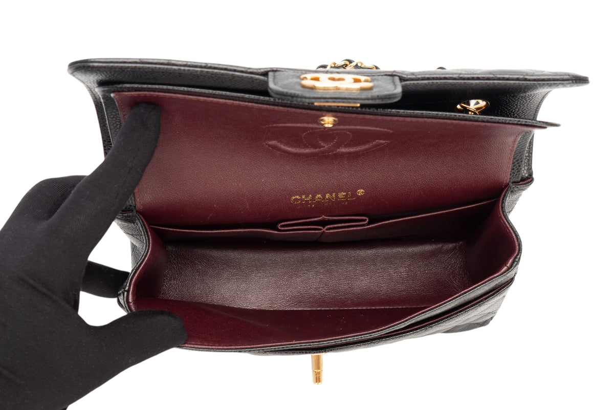Chanel Small Double Classic Flap Black Caviar Gold Hardware - view 10