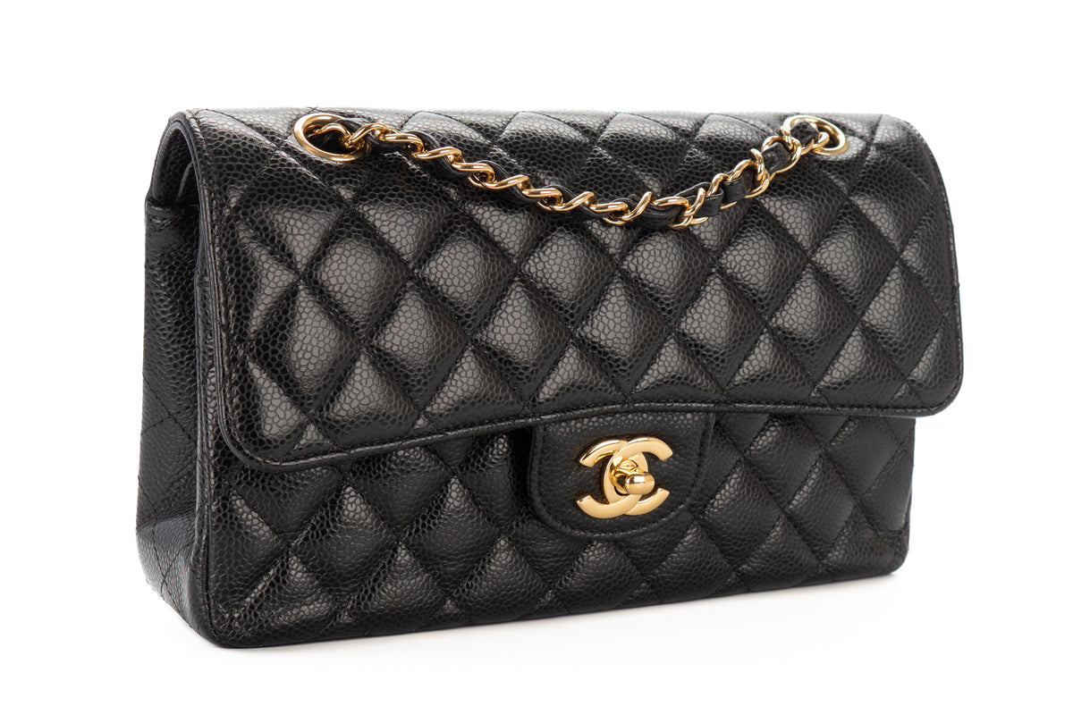 Chanel Small Double Classic Flap Black Caviar Gold Hardware - view 2