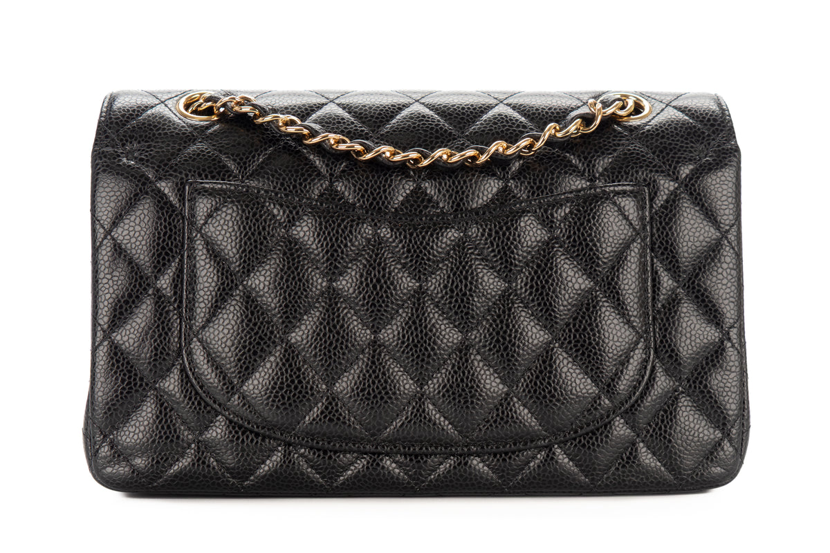 Chanel Small Double Classic Flap Black Caviar Gold Hardware - view 3