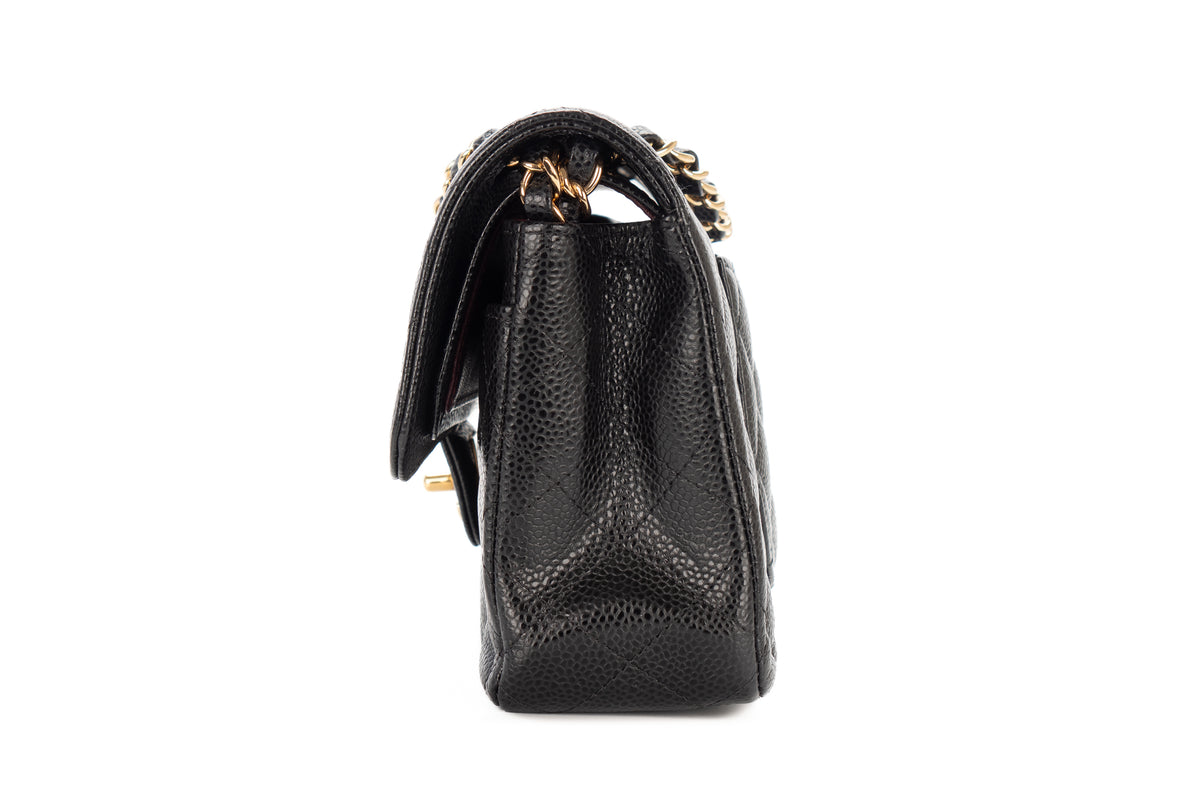 Chanel Small Double Classic Flap Black Caviar Gold Hardware - view 4
