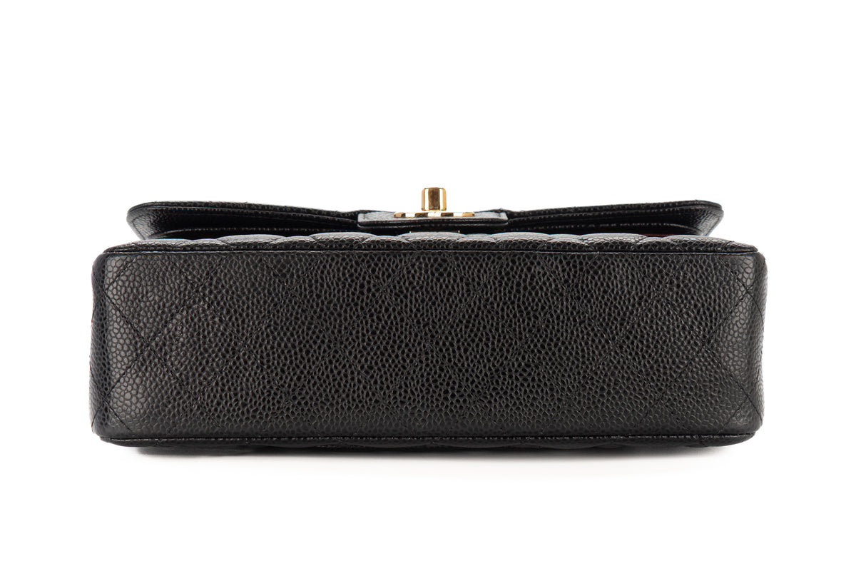 Chanel Small Double Classic Flap Black Caviar Gold Hardware - view 6