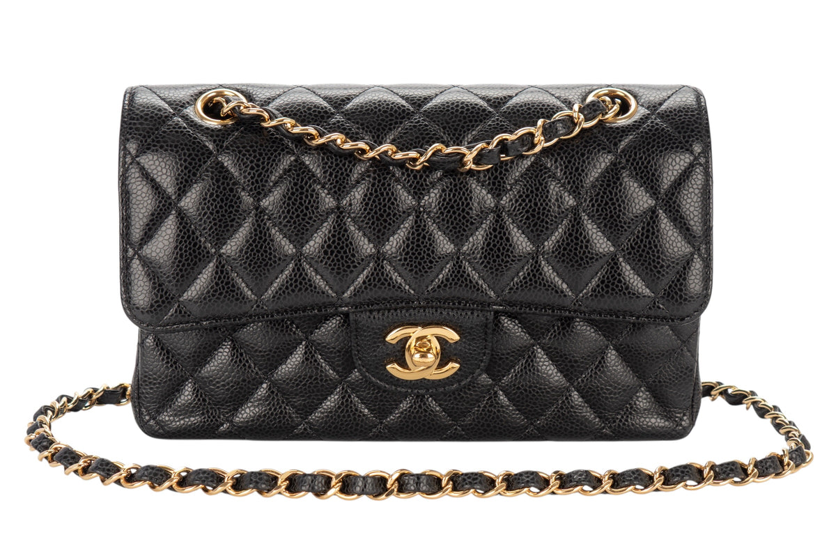 Chanel Small Double Classic Flap Black Caviar Gold Hardware - view 7