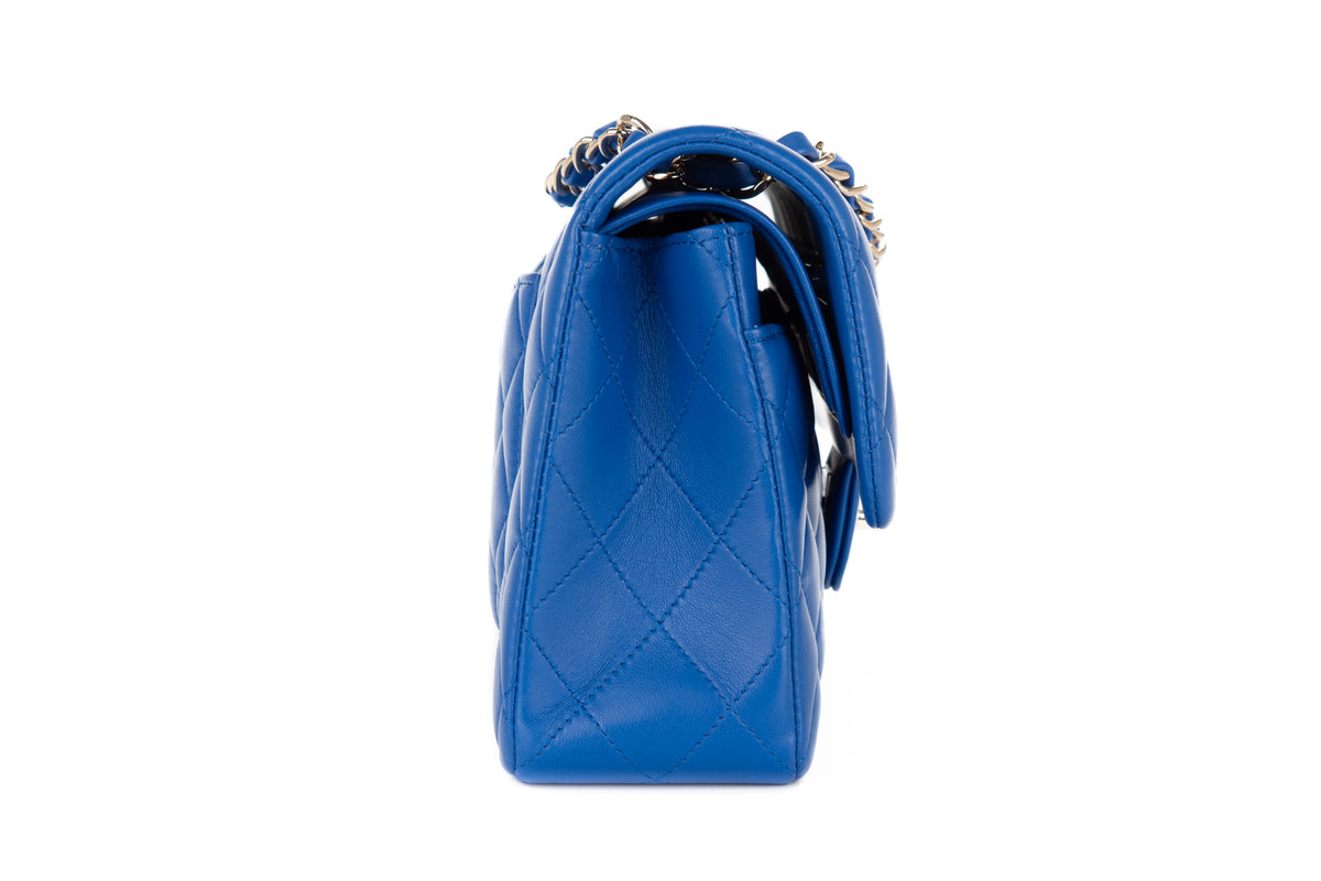 Chanel Small Double Classic Flap Blue Lambskin Champagne Hardware - view 5