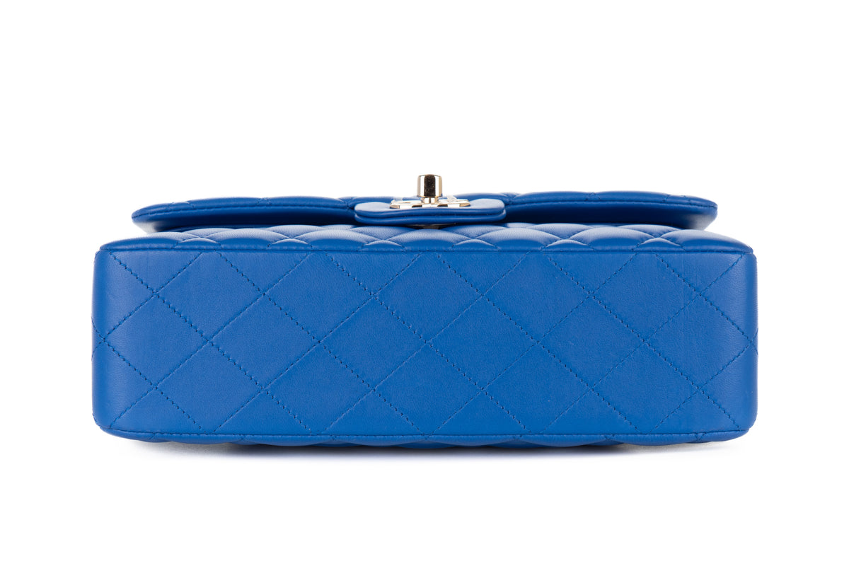 Chanel Small Double Classic Flap Blue Lambskin Champagne Hardware - view 6