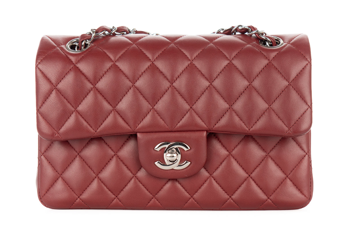 Chanel Small Double Classic Flap Burgundy Lambskin Silver Hardware - view 1