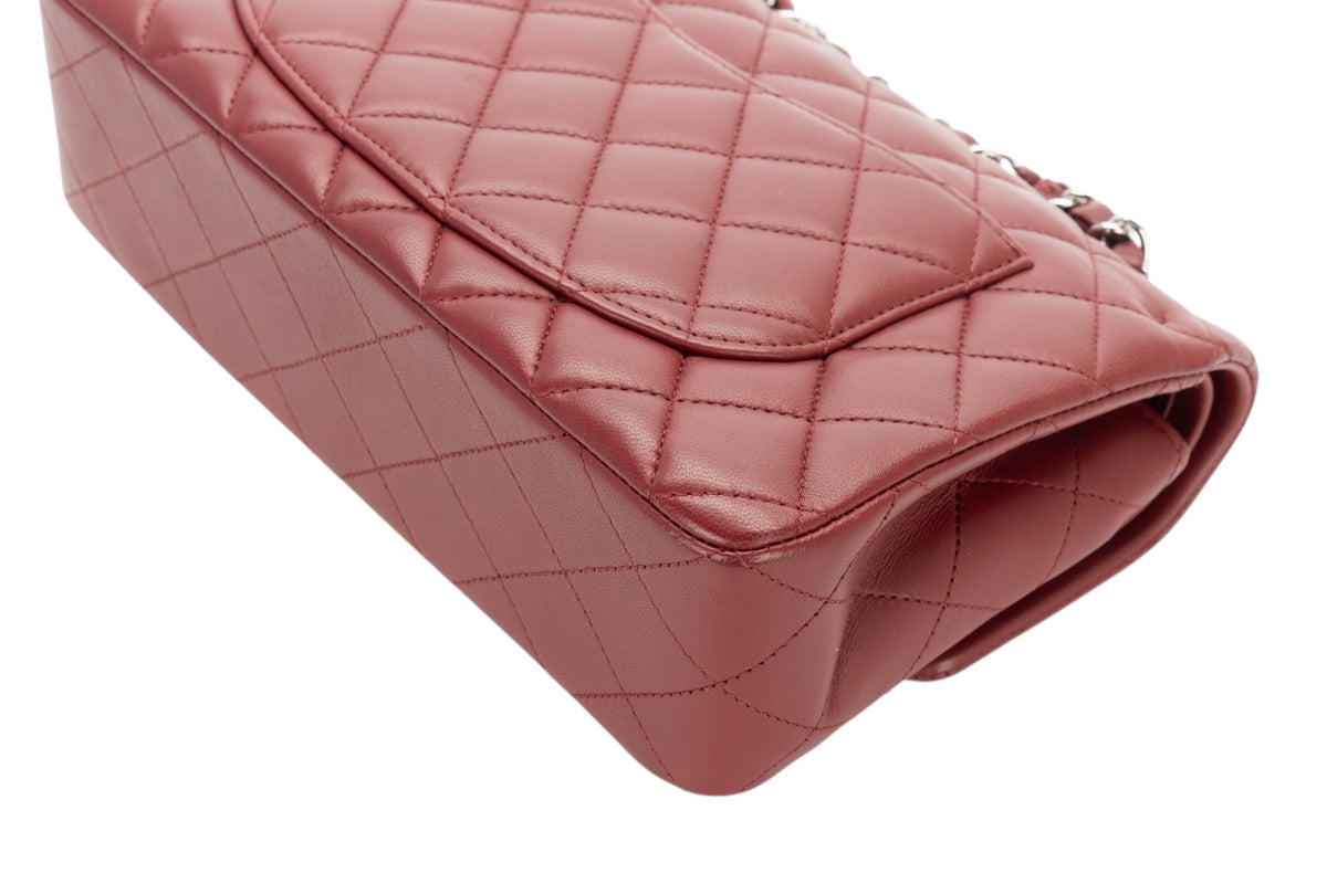 Chanel Small Double Classic Flap Burgundy Lambskin Silver Hardware - view 12