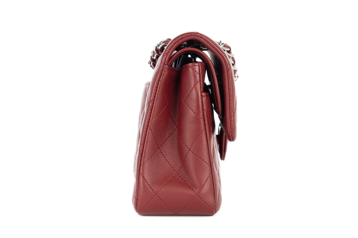 Chanel Small Double Classic Flap Burgundy Lambskin Silver Hardware - view 5