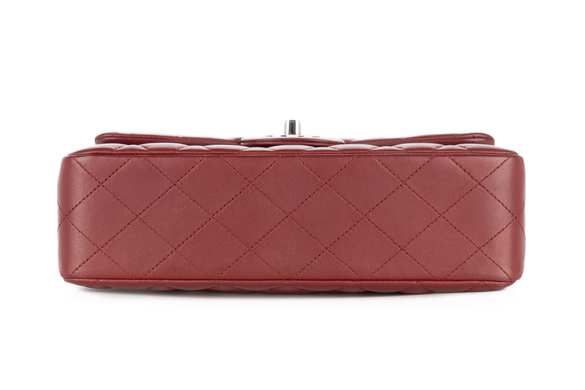 Chanel Small Double Classic Flap Burgundy Lambskin Silver Hardware - view 6