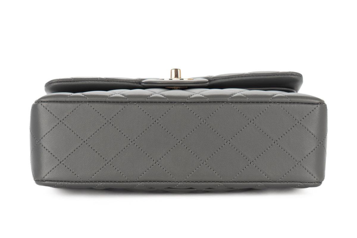 Chanel Small Double Classic Flap Grey Lambskin Champagne Hardware - view 6