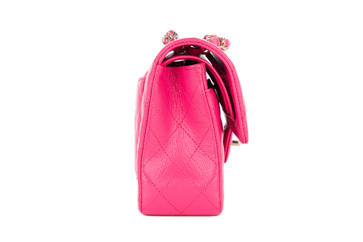 Chanel Small Double Classic Flap Hot Pink Caviar Champagne Hardware - view 5