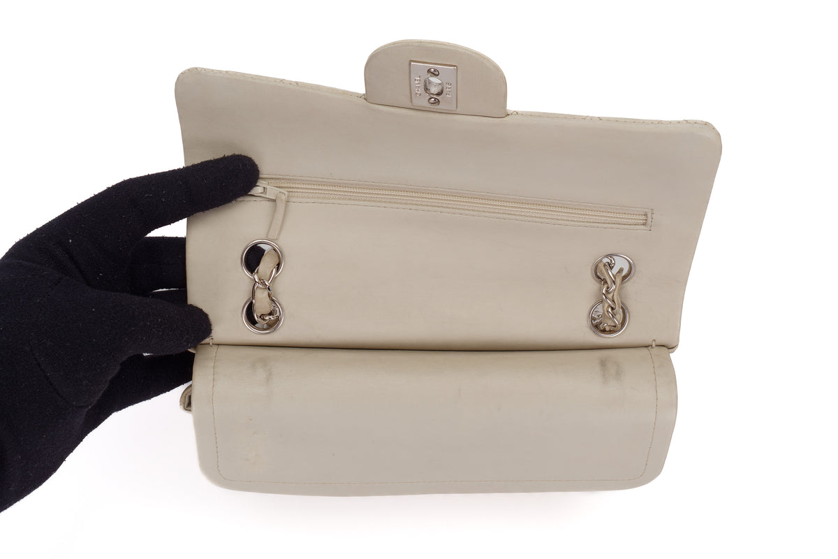 Chanel Small Classic Flap Vintage Light Grey Silver Hardware - view 10