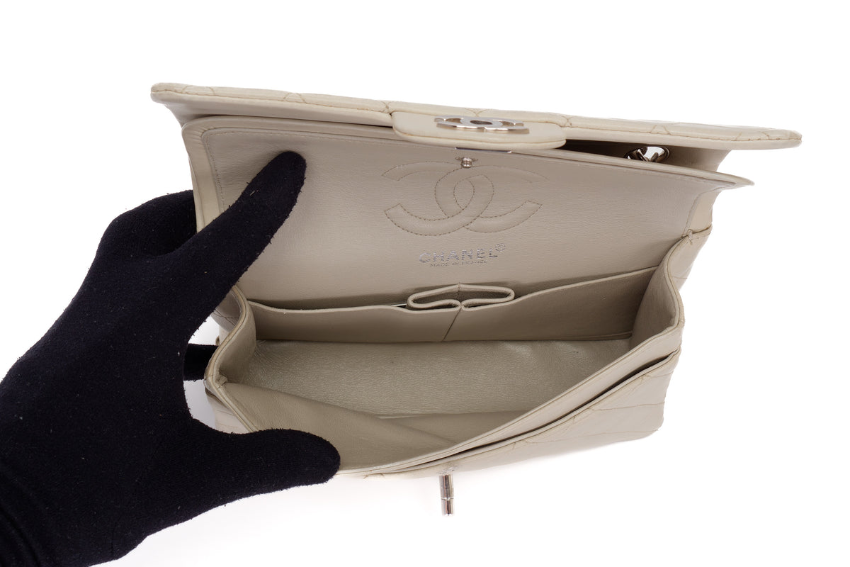 Chanel Small Classic Flap Vintage Light Grey Silver Hardware - view 12